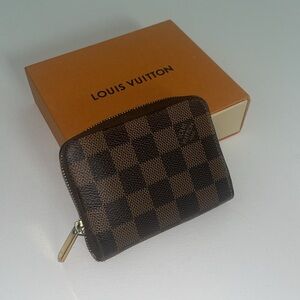 Louis Vuitton Damier Ebene Rose Ballerine Compact Coin Zippy Wallet